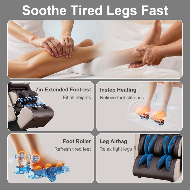 iBooMas Massage Chair, 2026 SL-Track Zero Gravity Shiatsu Massage Chairs Full Body and Recliner, 12+6 Modes, Body Scan, APP, Foot Rollers, Heat Therapy, Airbags, Bluetooth, Thai Stretch (Beige& Brown)