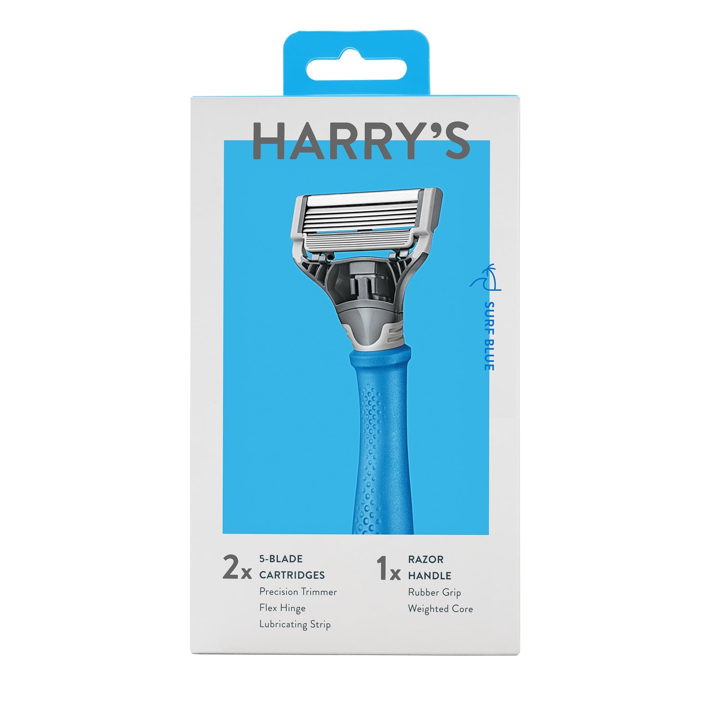 Harry's Original Razors for Men - Two 5-Blade Cartridges and 1 Razor Handle - German Engineered - Surf Blue Edition