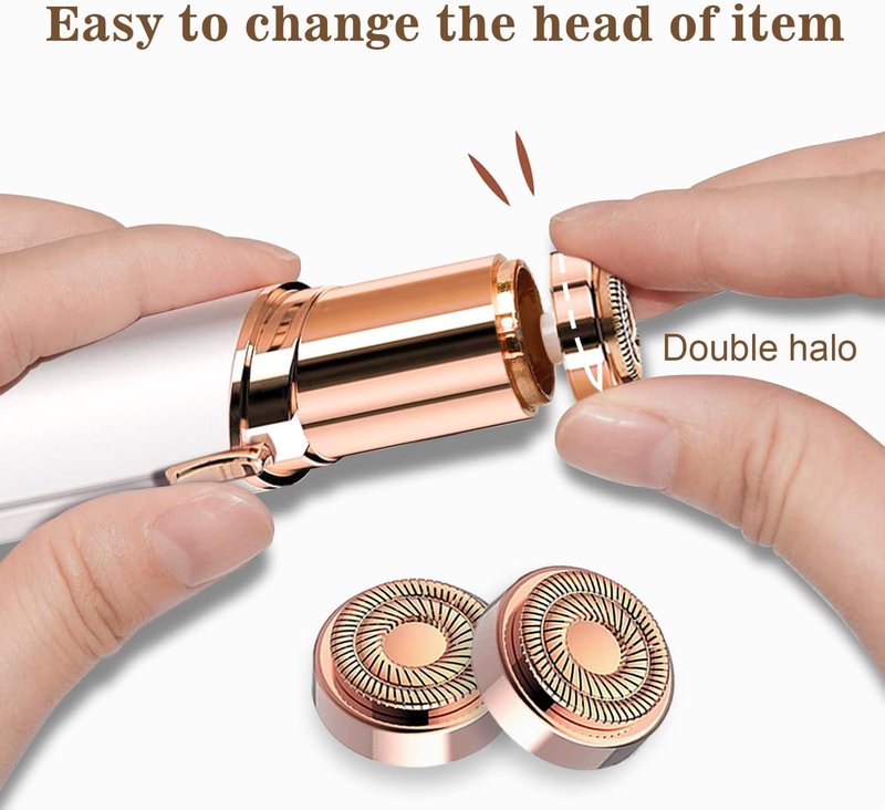 Facial Hair Removal for Women - USB Rechargeable Ladies Face Shaver | 2 Replacement Heads Included
