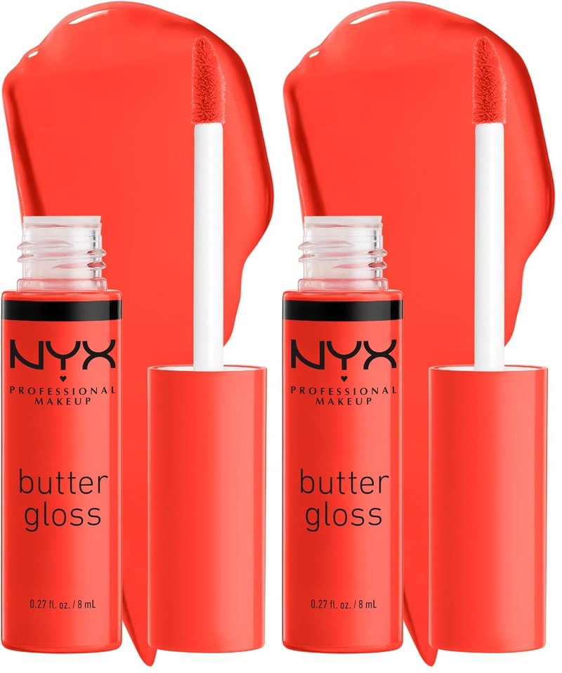 NYX PROFESSIONAL MAKEUP Butter Gloss - Non-Sticky Orange Lip Gloss | Orangesicle (Pack of 2)