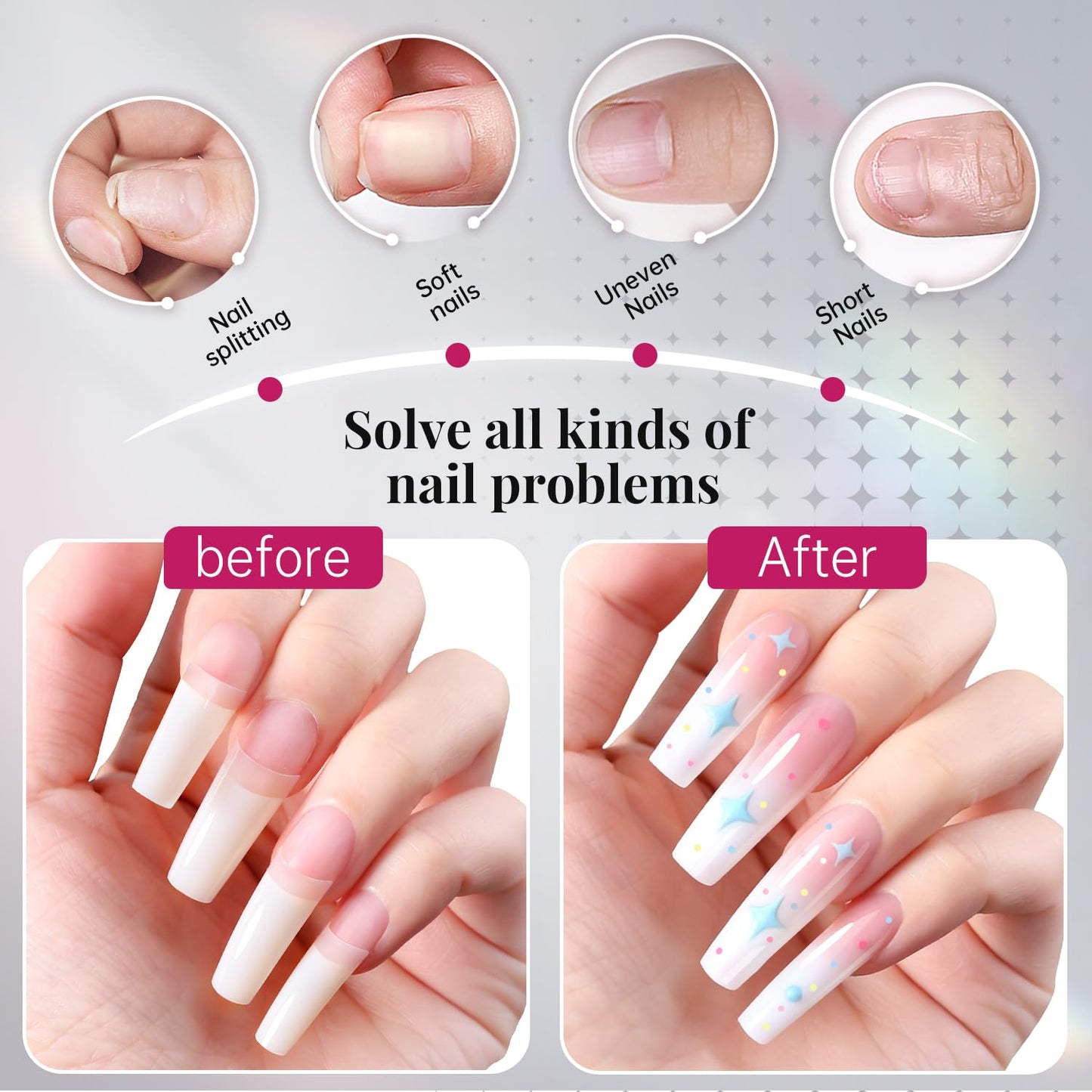 Soft Gel False Nail Tips - 500PCS Half Cover Acrylic Tips for French Style Manicure | 10 Sizes in Box