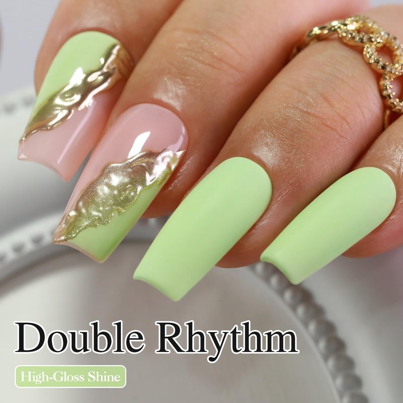 Gel Nail Polish - Double Rhythm 15ML Pure Sheer Soak Off for DIY Manicure | Green A1391