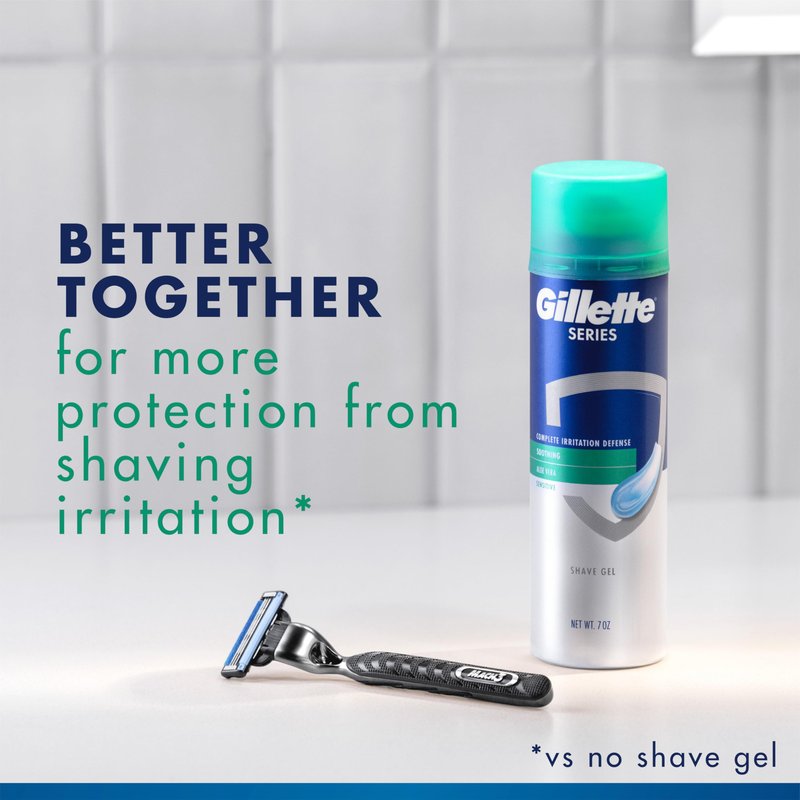 Gillette Series Soothing Shaving Gel for Men, Protects Against 5 Signs of Shaving Irritation, Shave Gel With Aloe Vera, Suitable for Sensitive Skin, 2.5 oz