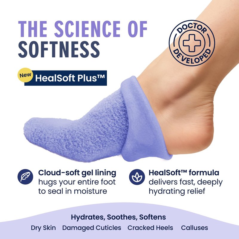 Dr. Frederick’s Original Moisturizing Gel Socks for Men & Women – Dry Feet & Cracked Heel Treatment – Full Foot Gel Lining with Mango Butter, Shea Butter, Jojoba & Coconut Oil (Purple Paradise)