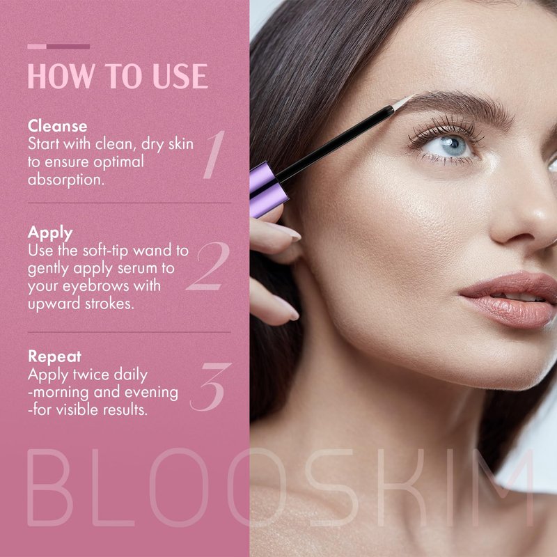 Blooskim Eyebrow Growth Serum - Natural Formula for Thicker, Fuller Brows - Fast Nourishing Results