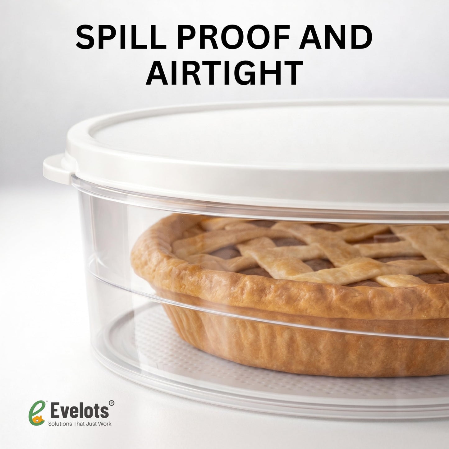 Evelots 2-Pack 10-Inch Airtight Food Storage Container with Lid - Portable Carrier for Pies, Cakes, Cupcakes & More - BPA-Free Clear Plastic - Secure & Easy Transport