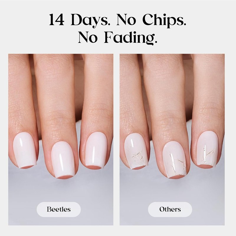 Beetles Milky White Press On Nails Short Oval - Natural White Press On Nails Short Oval with Nail Glue, Salon Quality in 16 Sizes - 32Pcs Soft Nail Gel Nail Kit Gift for Women