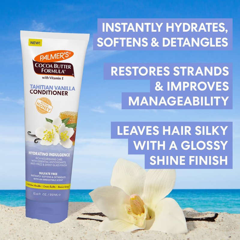 Palmer's Cocoa Butter Formula, Tahitian Vanilla Hair Conditioner, (10.6 Fl Oz), Hydrating & Moisturizing Detangler with Vitamin E & Acacia Honey for Shine, Smoothness & Frizz Control, All Hair Types