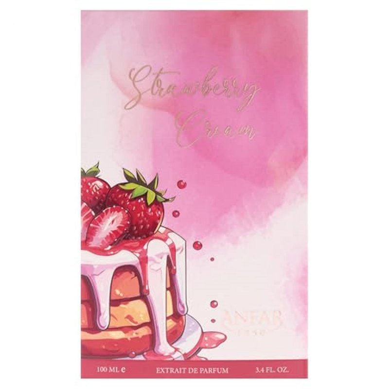 Anfar Strawberry Cream - Fruity Floral Gourmand Fragrance - Women Perfume - Notes of Freesia, Lemon, Marshmallow, and Whipped Cream - 3.4 oz