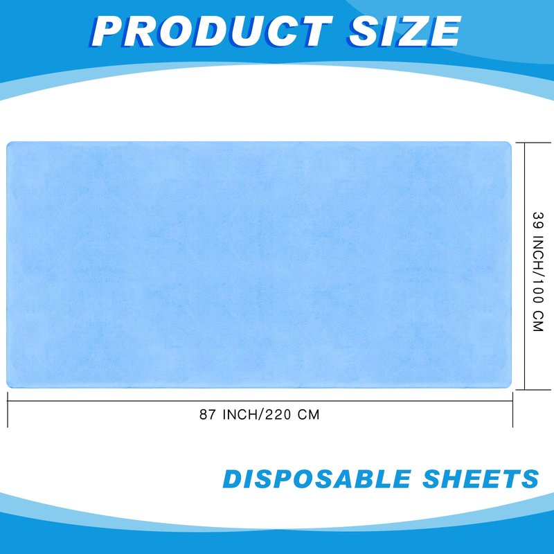 Oudain 50 Pcs Disposable Fitted Sheets with Elastic, Waterproof Oilproof 39 x 87'' Disposable Massage Bed Sheets Covers for Spa Beauty Salon(Blue)