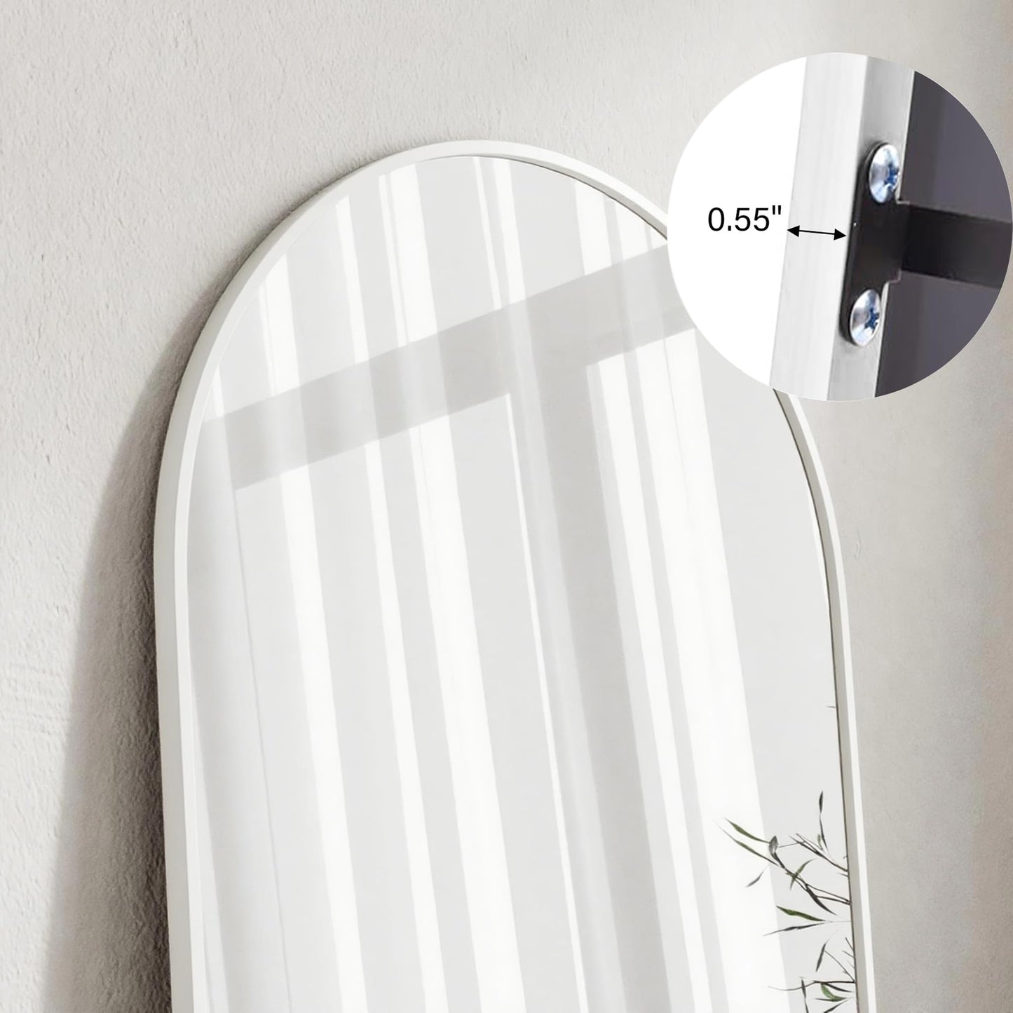 ZMYCZ Mirror Full Length, 71"x26" Arched Full Length Mirror, Arch Mirror with Stand, Large Standing Mirrors, Oversized Full Body Mirrors with Aluminum Frame for Bedroom, Living Room (White)