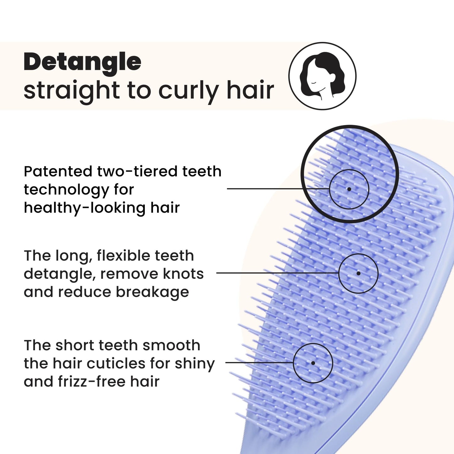 Tangle Teezer Ultimate Detangler Brush for Wet & Dry Hair, Eliminates Knots & Reduces Breakage for Straight to Wavy Hair Types, Sweet Lavender