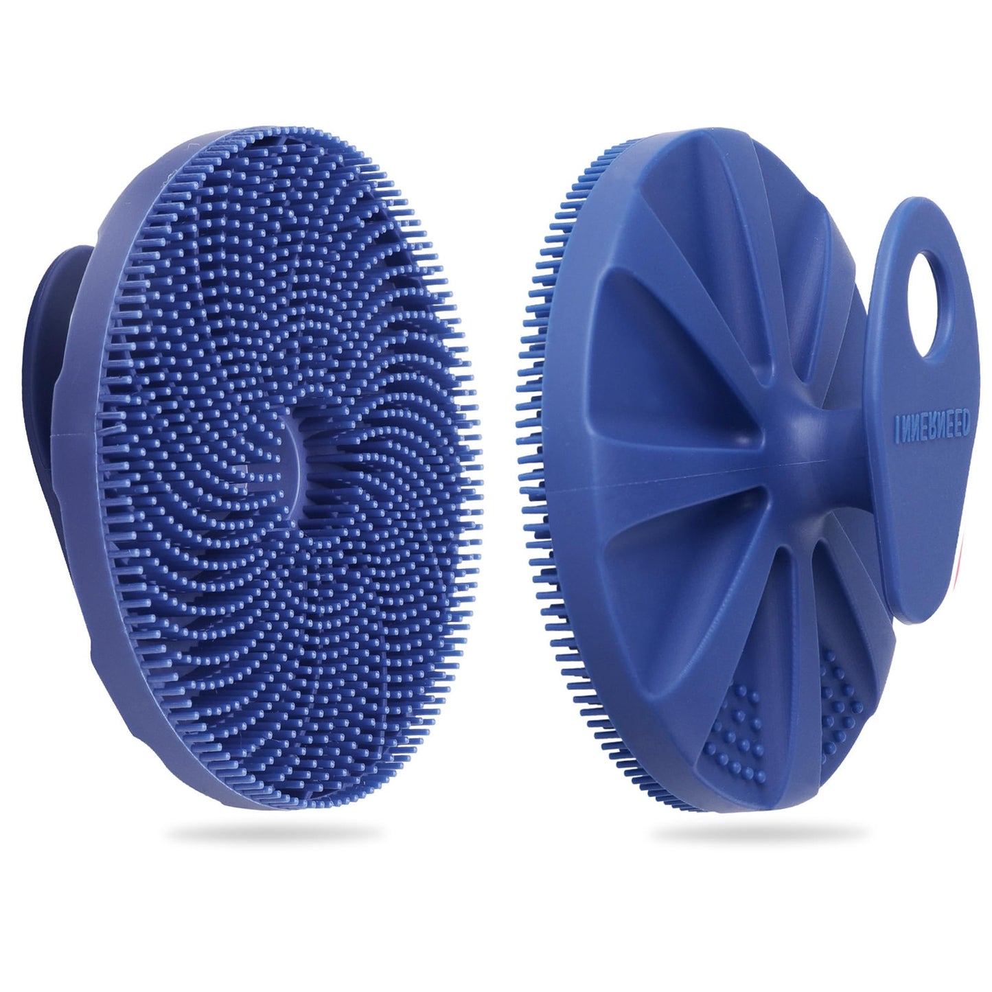 INNERNEED® More Hygienic Silicone Body Scrubber Exfoliating & Massaging Shower Brush, Bathing Tool, for All Skin Types, Lathers Well, Longer Service Life (Dark Blue)