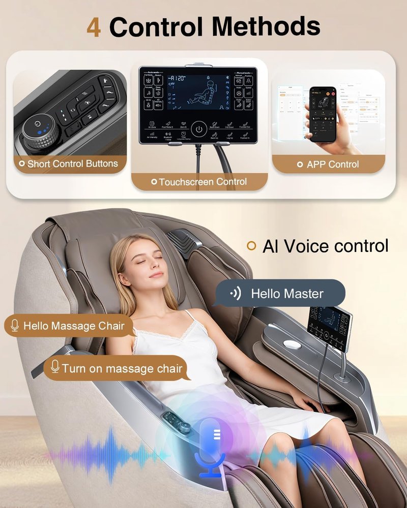 Skiennix 2026 4D Massage Chair - Full Body Shiatsu Recliner with AI Control & Heat System | Brown