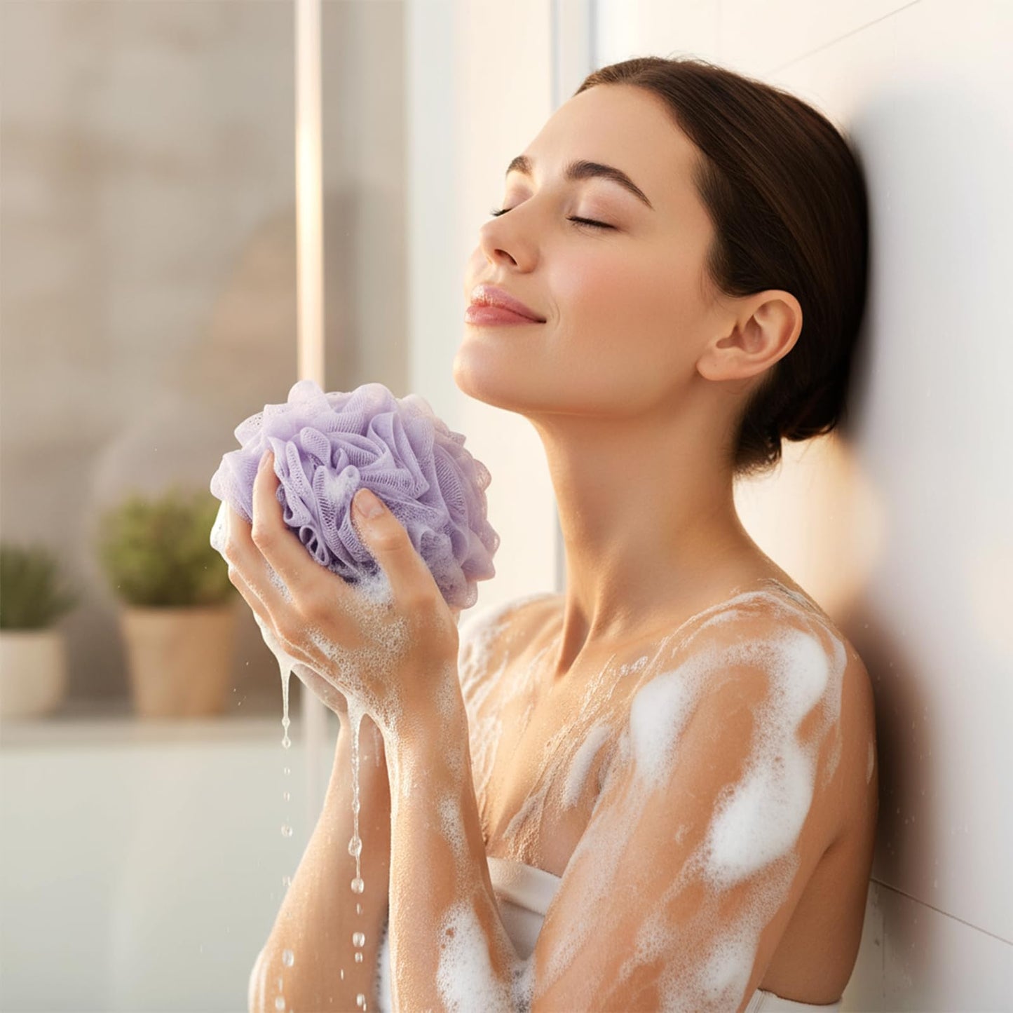 SHENLIU 12 Pack Loofah Washcloth Soap Bar Loofah, 2 in 1 Drawstring Exfoliation Bath Sponge with Bar Soap Pocket Exfoliation Mesh Shower Puff Ball Bath Shower Body Wash Cleansing Smooth Skin
