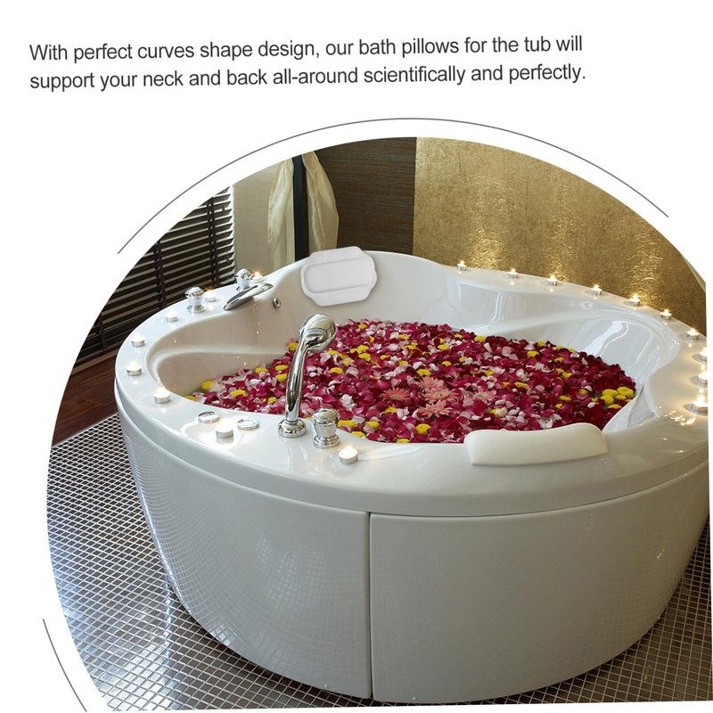 Anneome Bathtub Pillow with Ultra-Large Suction Cups for Secure Non-Slip Support Spa Bath Cushion for Head and Neck Comfort Fits Most Tubs Ideal for Relaxing Home Baths and Shower Spa Sessions
