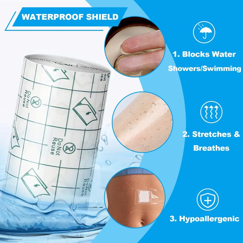 Emalla 9 Rolls Second Skin Tattoo Cover, Waterproof Tattoo Aftercare Bandage Breathable Tattoo Cover Up Patch Tape Tattoo Film 2", 4", 6" x 2.2 Yard Tattoo Supplies for Healing Wrap Swimming Shower