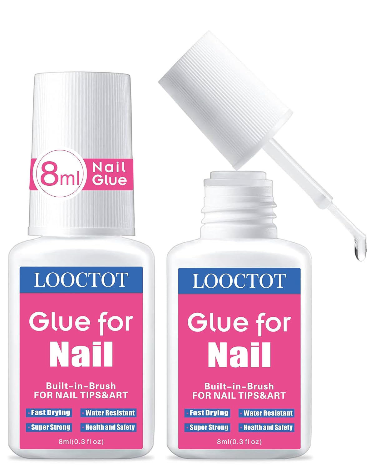 Skiennix Super Strong Nail Glue - Long Lasting Adhesive for Acrylic & Press-On Nails | 8ml (2-Pack)