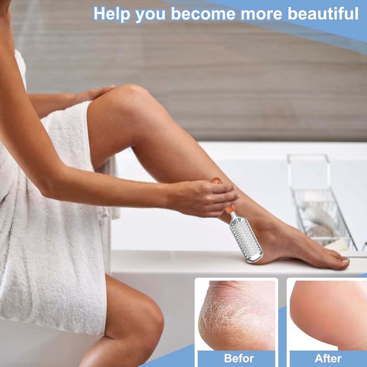 Skiennix Professional Foot Scrubber - Dead Skin Remover & Callus File for Cracked Heels | Pedicure Tool