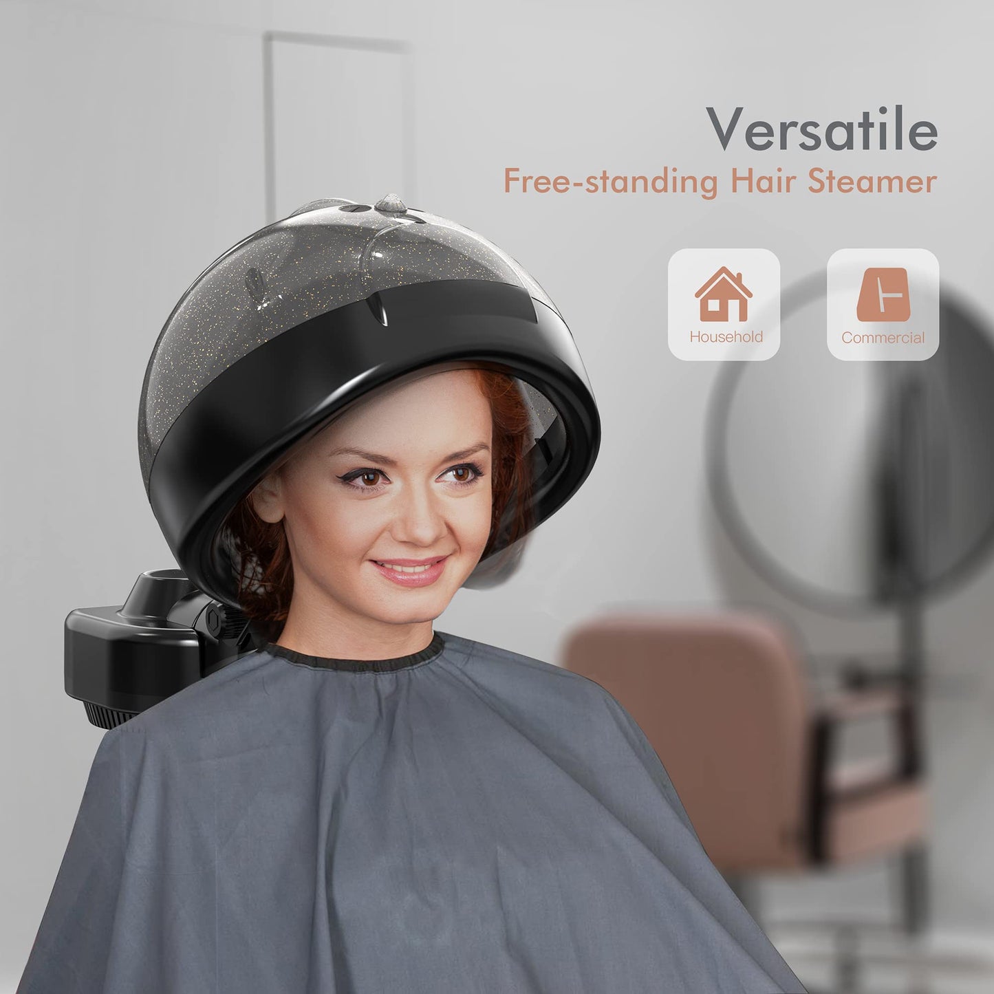 TASALON Standing Hair Steamer for Deep Conditioning - Hooded Steam Cap for Natural, Dyed Hair - Professional Steamer for Hydration, Dry Hair Treatment-Heated Micro Mist Steamer for Spa, Home Use