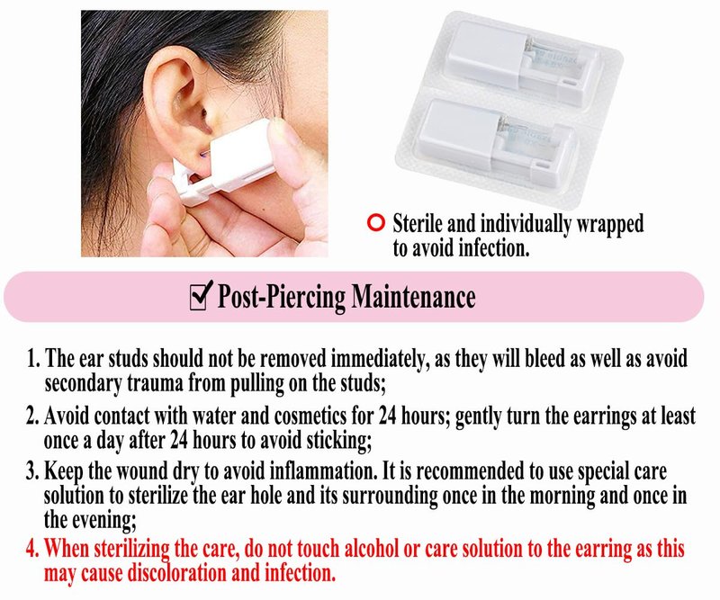 VitaCool Disposable Ear Piercing Gun Kit Ear Cartilage Piercing Kit Easy and Safe Earring Self for Yourself Use at Home(Silver Ball Pattern 234mm)