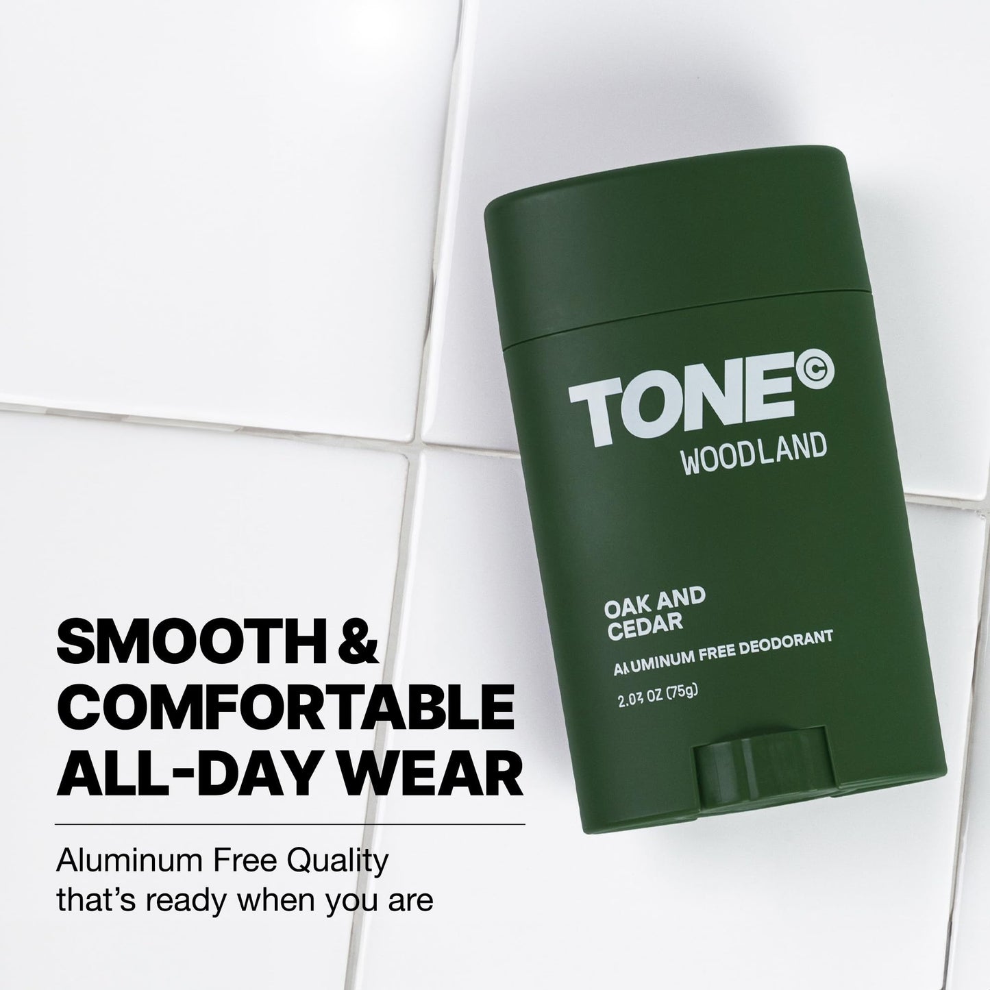 TONE Aluminum Free Deodorant for Men & Women, Woodland, Paraben Free Formula with up to 48-Hour Odor Protection, Dermatologist-Tested, 2.65 oz