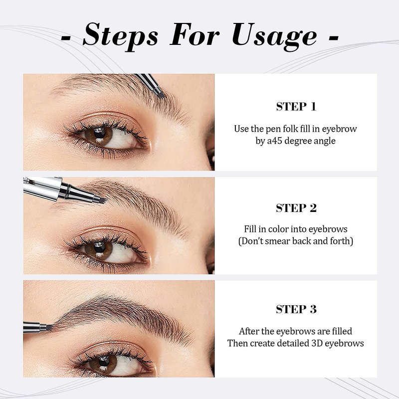 Microblading Eyebrow Pen 4 Fork Tip Tattoo Pencil, Long-Lasting Eye Brow Pencils for Women, Easy to Use Microblade Eyebrow Pencil Eyebrow Brush (Dark Brown)