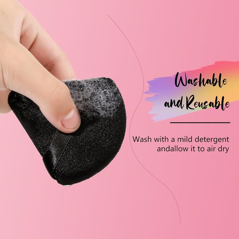 Skiennix 24Pcs Triangle Powder Puffs - Black & Pink Makeup Applicators for Flawless Foundation