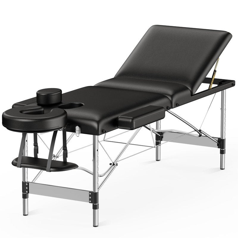 Brelley Massage Table Portable 84" Long 24" Wide Professional 3 Sections Reclining Massage Couch, Aluminum Adjustable Esthetician Bed Tattoo Table SPA Lash Salon Bed with Carrying Bag