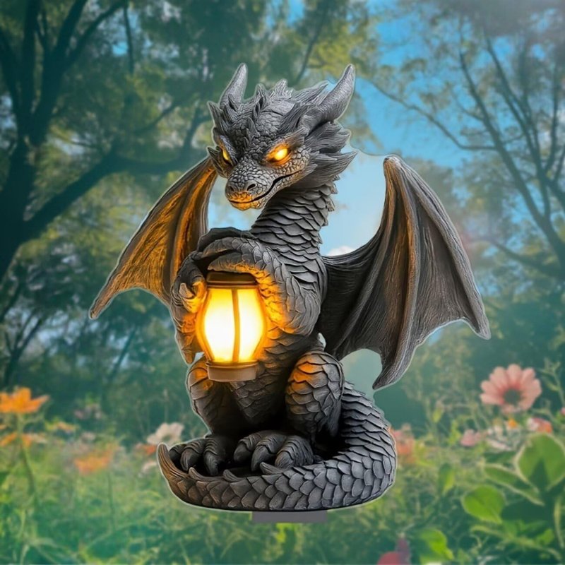 Dragon Holding The Lamp Acrylic Garden Stake, Indoor and Outdoor Garden Acrylic Decoration, Suitable for Flower Pots and Landscape Beautification, Suitable for Courtyards and Lawn