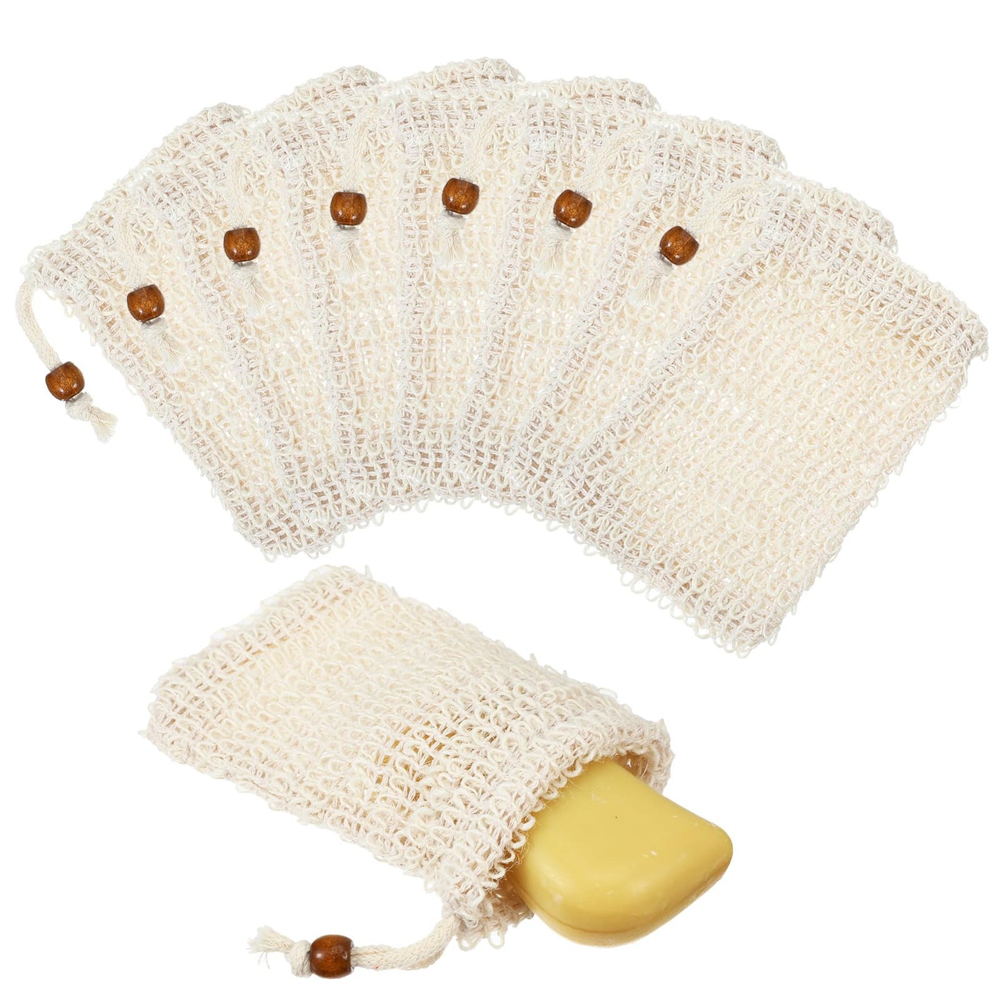 JJUNW 8Pcs Soap Bag, Mesh Exfoliating Soap-Bag Pouch, Soap-Scrubber Pouch Plastic-Free Exfoliating Foaming and Drying Soap Holder for Shower