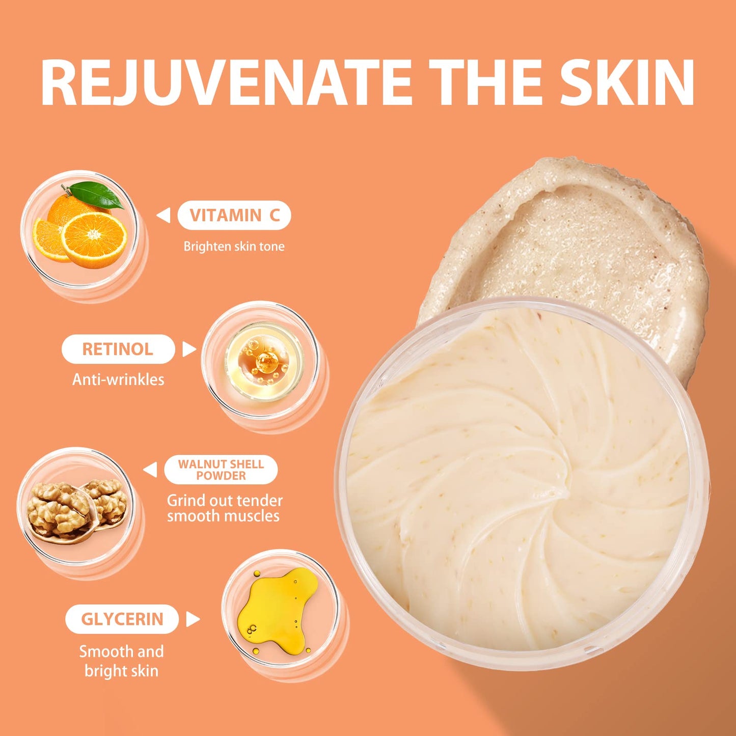 YAFUSIPE Vitamin C and Retinol Facial Scrub Face Scrubs Exfoliating Face Wash Vitamin C Facial Body Scrub Microdermabrasion Exfoliator for Blackhead Ingrown Hair KP Bump Eraser Exfoliant 3.5OZ