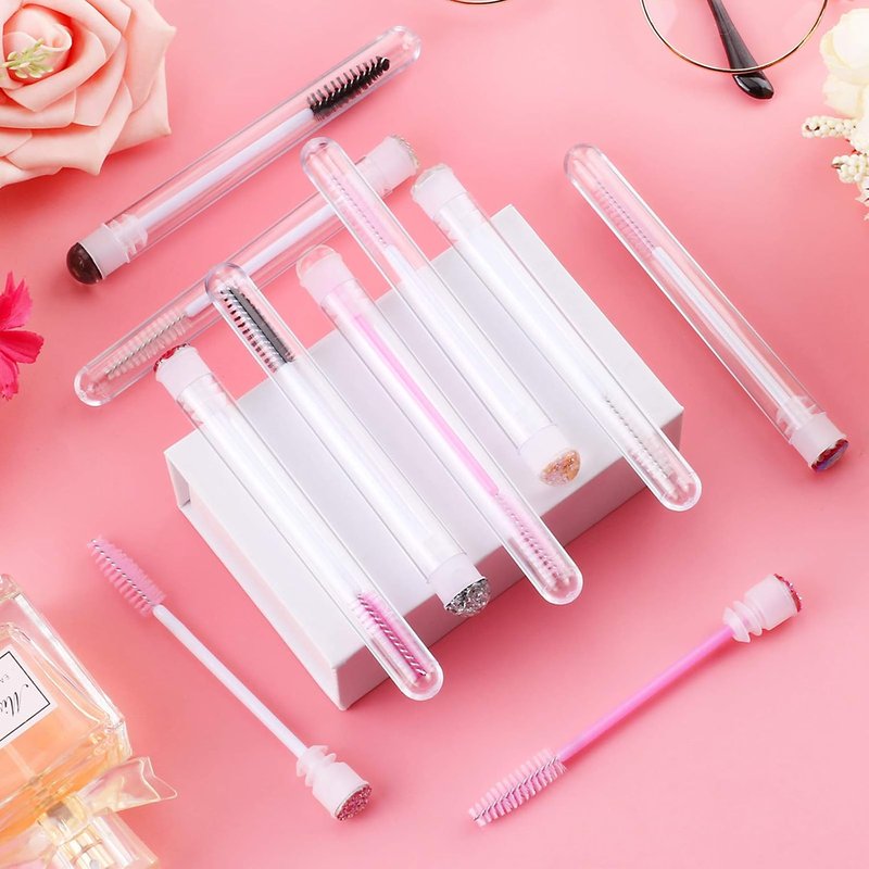 Eyelash Brush Set - 10pcs Lash Wands for Makeup & Eyelash Extensions | Diamond Color Cleaning Tools