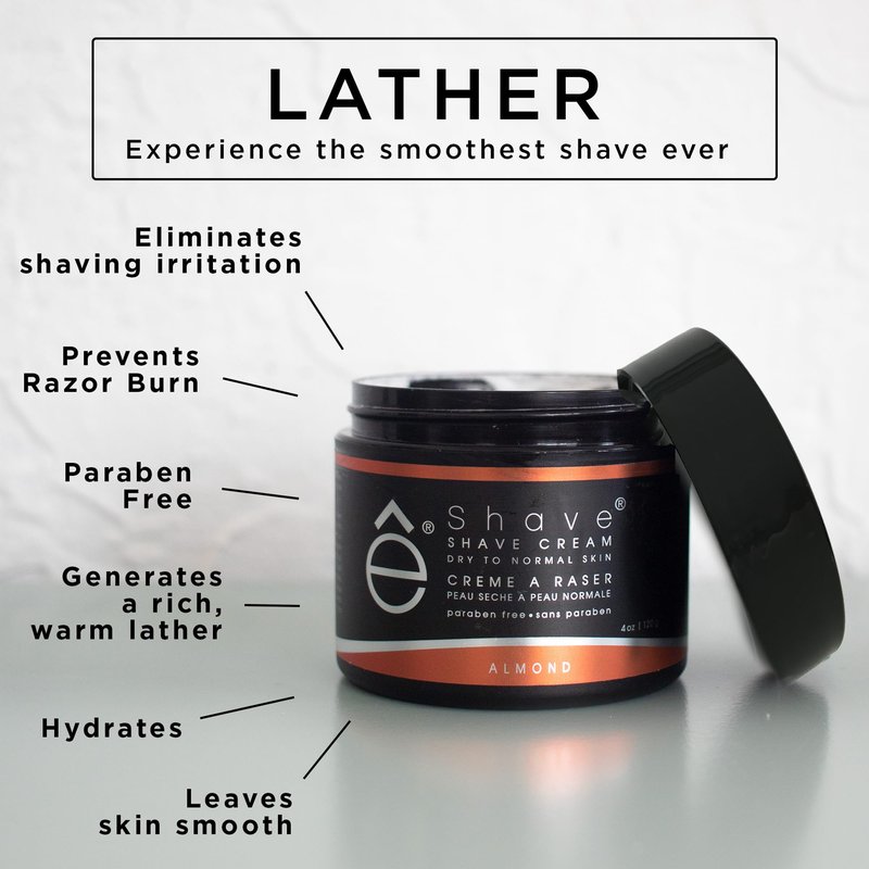 eShave Shaving Cream for Men 4 oz, Almond, prevents shaving irritation and razor burn, generates a rich lather for a soft, silky, Smoothest Shave