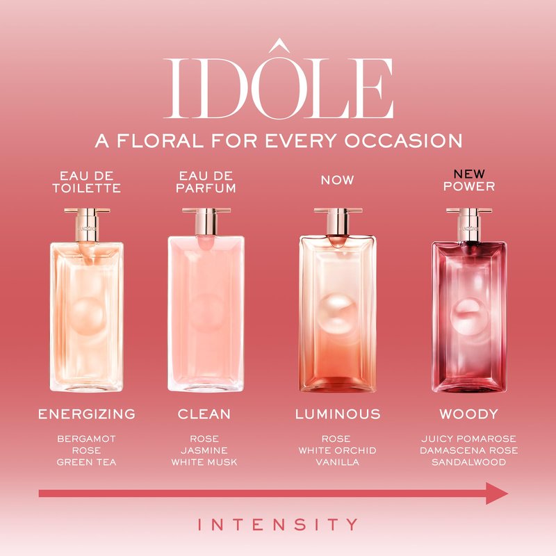 Lancôme Idôle Power Eau De Parfum Intense – Long Lasting Fragrance with Notes of Fruity Pomarose and Sandalwood - Fruity and Woody Floral Women's Fragrance – 3.4 Fl Oz.