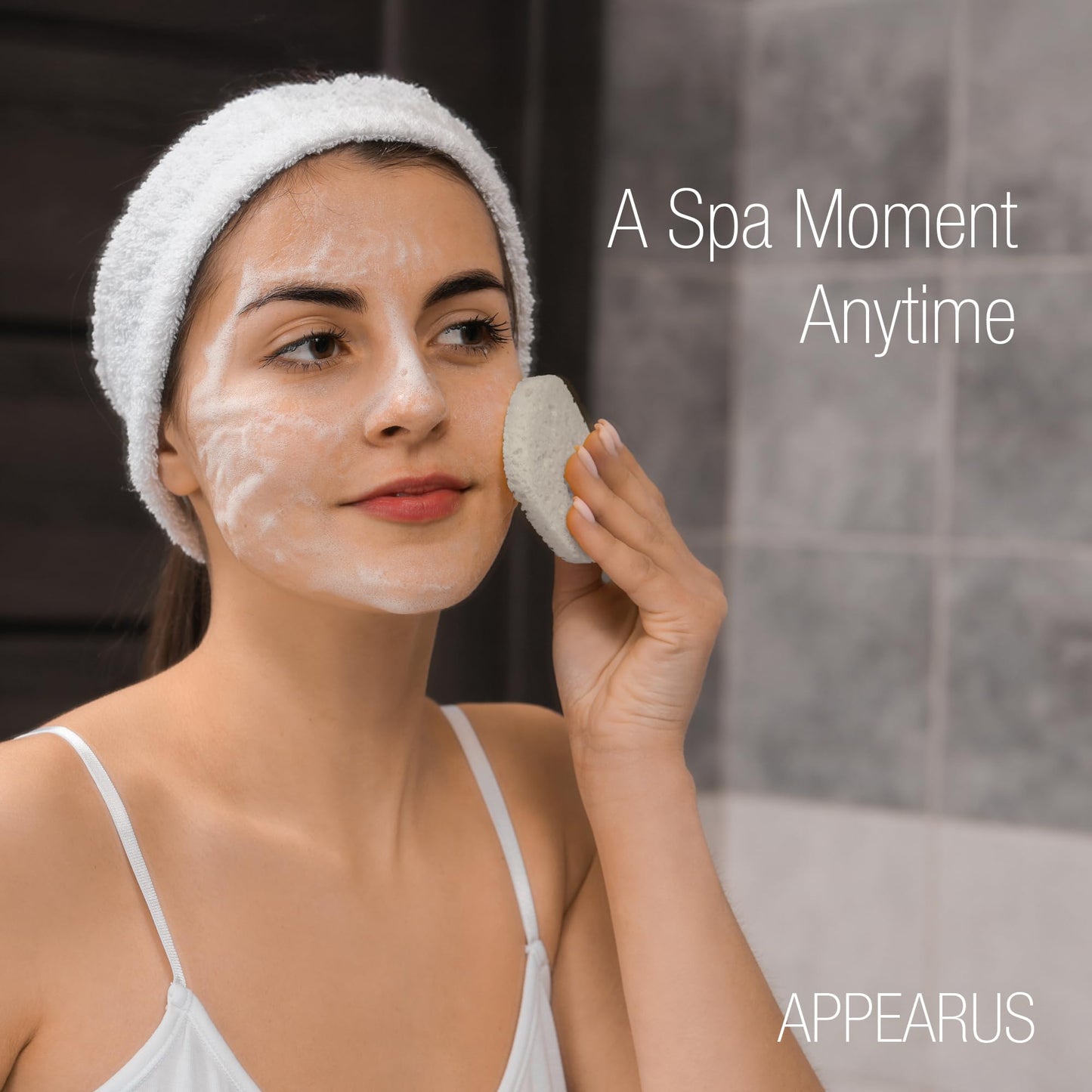 Appearus Natural Cellulose Facial Sponges – 50 Pack (Compressed) – Professional Spa Facial Sponge Pads for Cleansing, Exfoliating, Makeup Removal – White – Gentle on Sensitive Skin