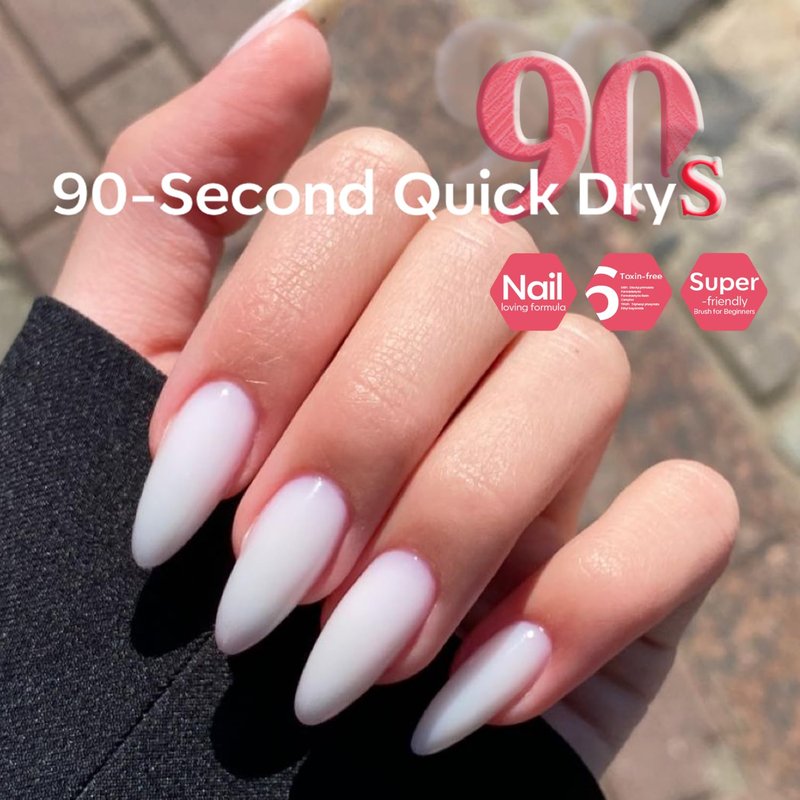 Milky White Nail Polish - Quick Dry Jelly Sheer Lacquer for DIY Manicure | 15 ml (0.5 Fl Oz)