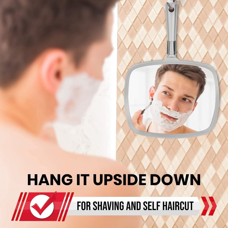 Large Hand Held Mirror - Comfy Silver Salon Model | 5-Pack