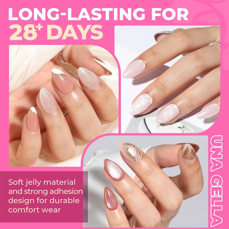Short Almond Nail Tips - 504PCS Soft Press-On Gel Nails | Pre-Shaped Full Cover Acrylic Gelly Tips in 12 Sizes