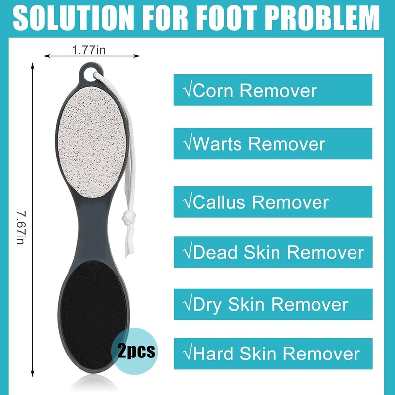 Callus Remover Foot File - 4 in 1 Pumice Stone & Scrubber for Home Foot Care | 2 Pcs Grey Set