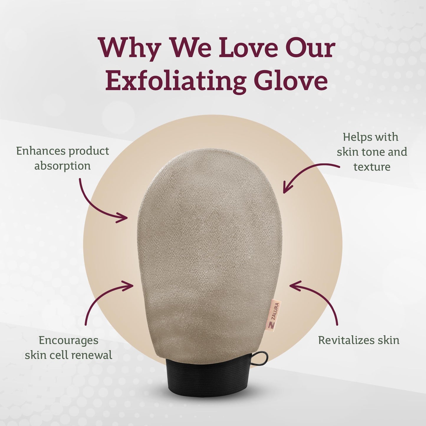 ZALURA Exfoliating Glove - Skin Exfoliating Body Scrubber for Shower & Bath - 100% Viscose Plant Fibers - Deep Exfoliating Mitt & Scrubber for Women & Men, Spray Tan & Dead Skin Remover - 1-Glove