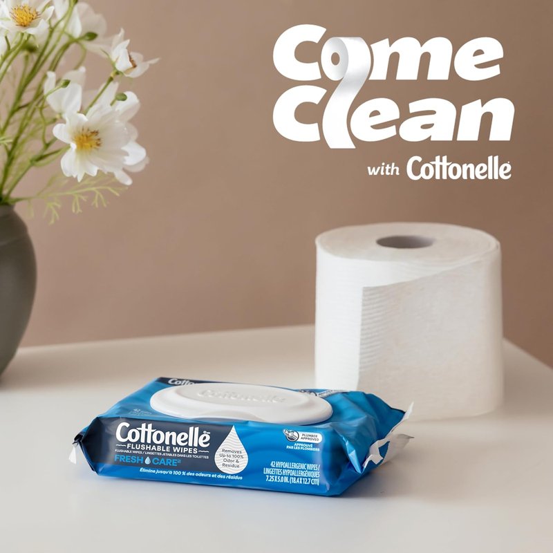 Flushable Wet Wipes - Cottonelle Fresh Feel Adult Wipes | 8 Flip-Top Packs, 336 Total Wipes