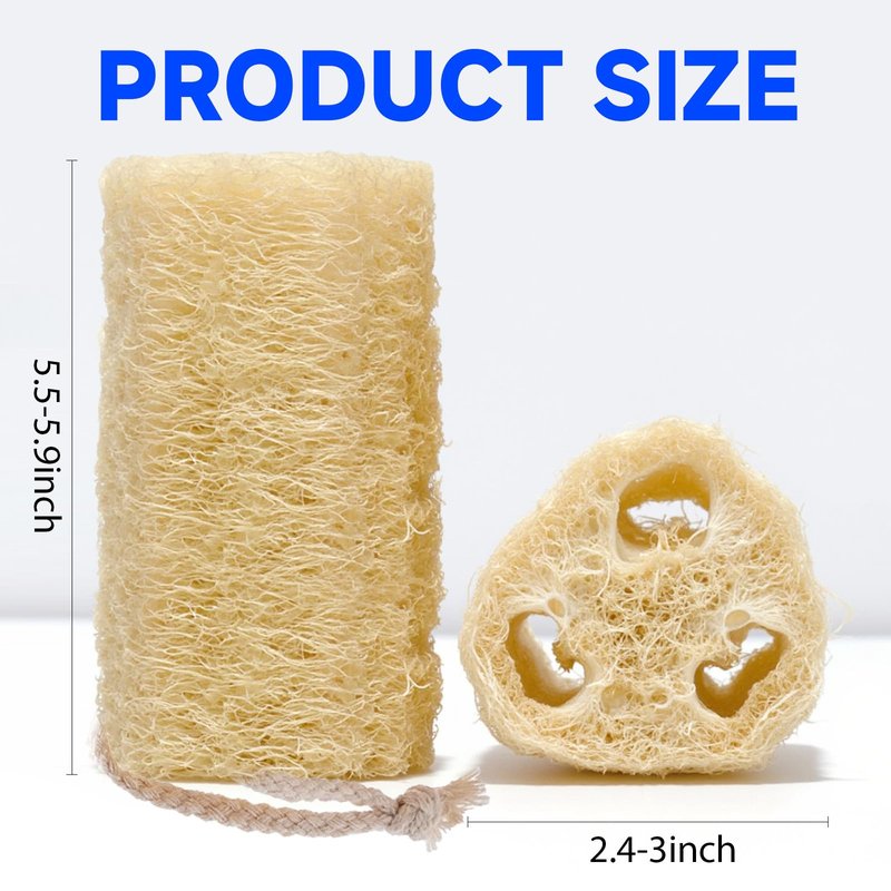 Dismok Loofah Exfoliating Body Scrubber, Natural Egyptian Loofah for Body & Face, Scratch-Free, Eco Friendly Shower Loofah for Women & Men (6-Pack)