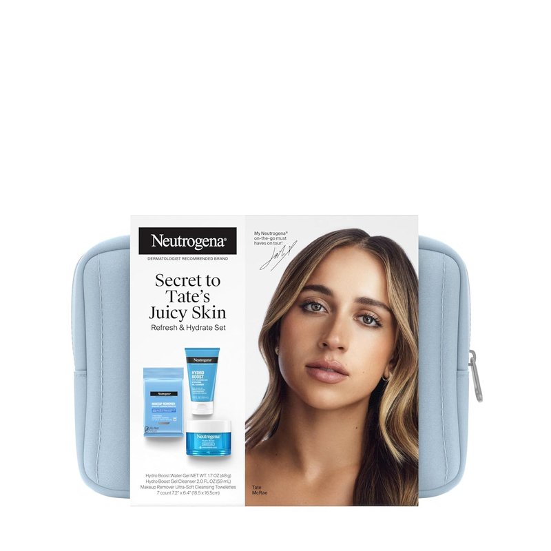 Neutrogena Refresh & Hydrate Skin Care Set - Travel Size Gift Set with Makeup Remover Wipes & Gel Cleanser