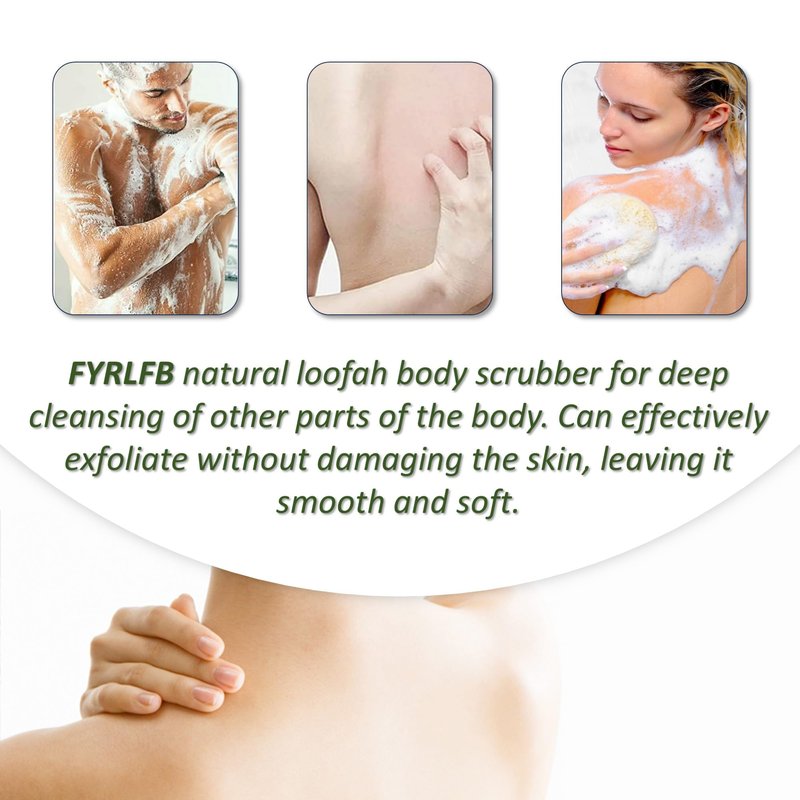FYRLFB Loofah Sponge Pads & Body Sponges Scrubber, Natural Loofah Exfoliating Body Scrubber for Men and Women, Luffa Sponge to Clean & Relax Your Body Deeply (4 Pack)