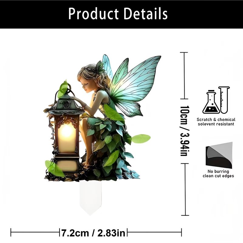 Fairy Acrylic Potted Plant Stake, Decorative Ornament for Indoor/Outdoor Flower Pots, Ideal Gift for Yard & Lawn Landscape Beautification（AB-072）