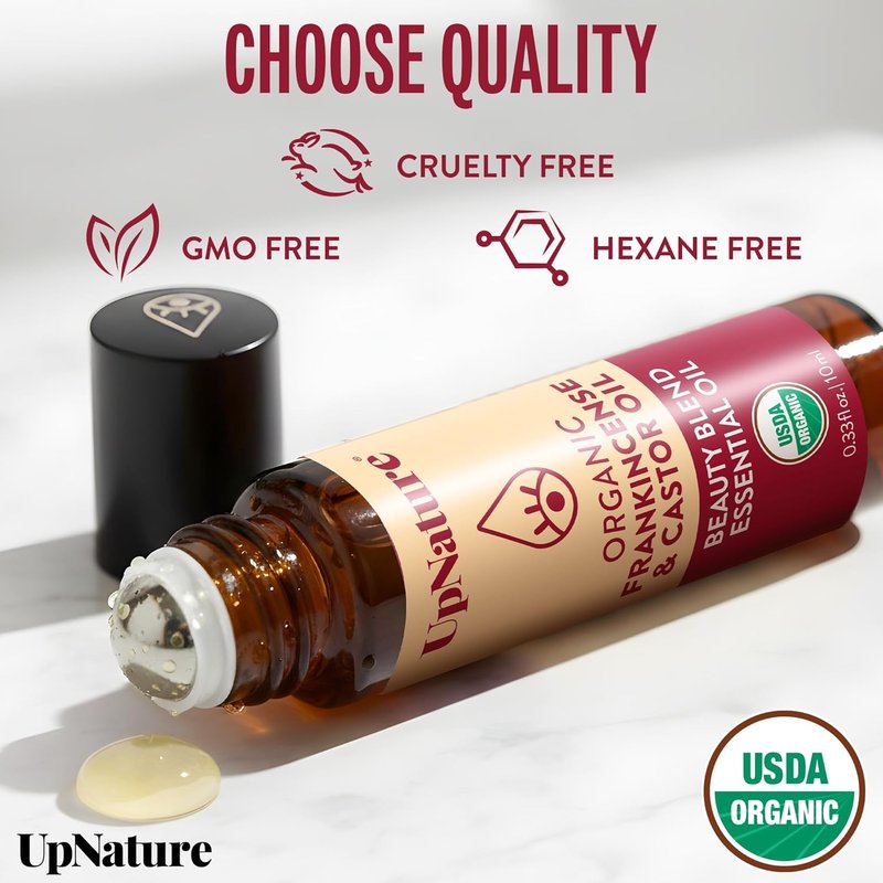 Castor Oil Eye Roller - 100% Organic Frankincense & Castor Oil for Dark Circles, Fine Lines | 10ml