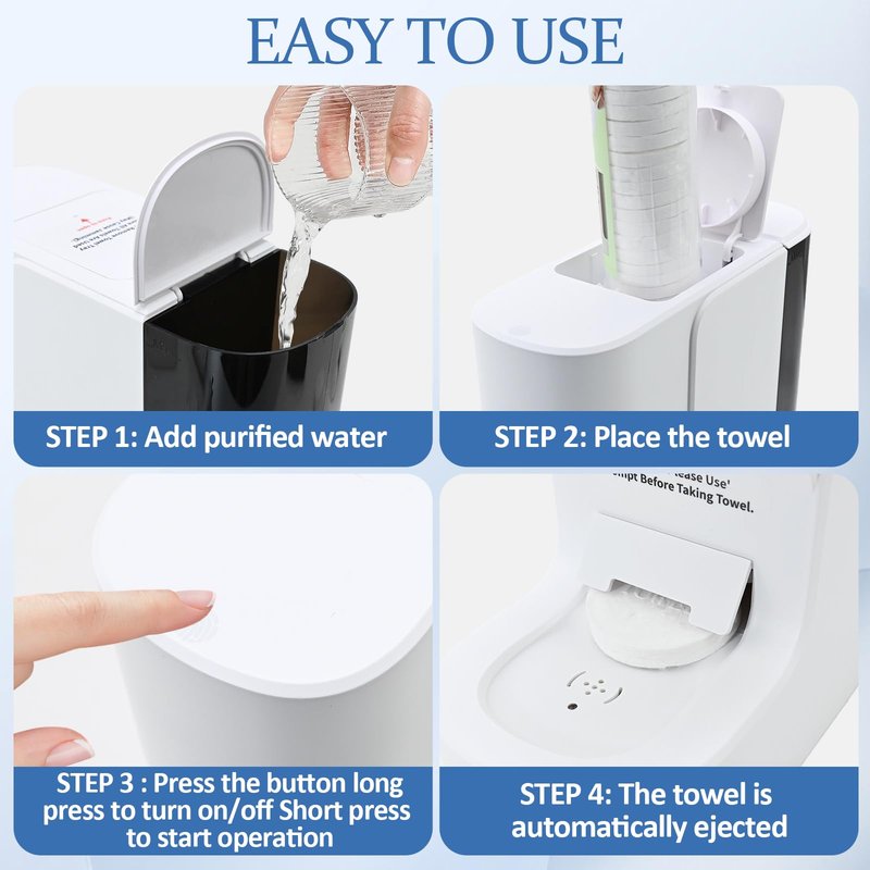 Hot Face Towel Warmer with Voice Alert - 5-Second Fast Heating & Automatic Dispenser, Constant 55°C (131°F) Temperature Control, Includes 20 Compressed Towels (Towel Machine)