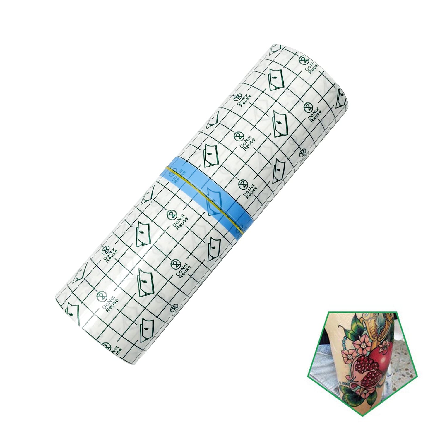 Tattoo Aftercare Bandage Roll 8" x 10 Yard - Waterproof Transparent Film for Initial Healing and Skin Repair Adhesive Tattoos Supply Wrap