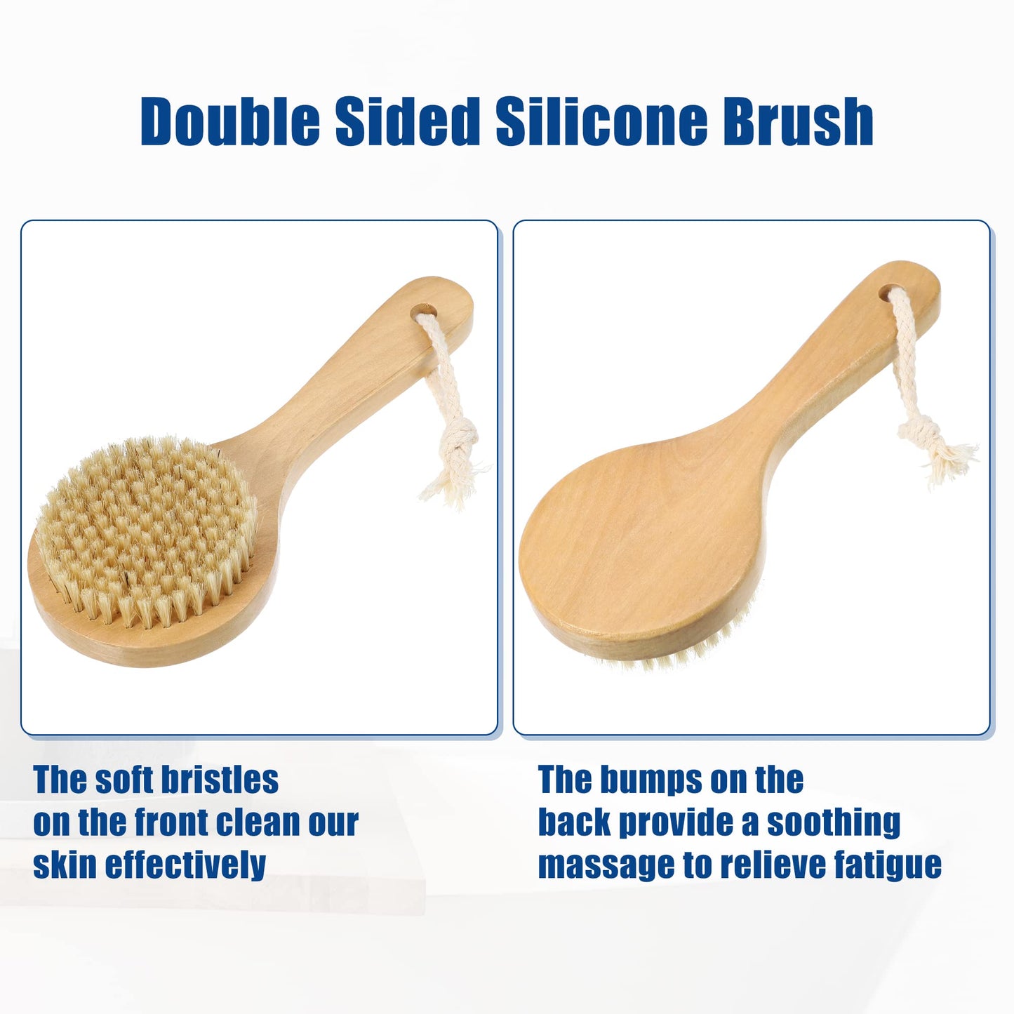 VOCOSTE 1 Pcs Bath Brush, Back Scrubber Wood for Shower with Short Handle, Brown, 7.9 Inches